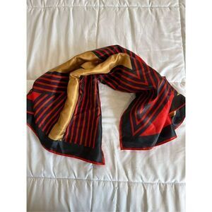 Red black and gold Stripe neckerchief scarf